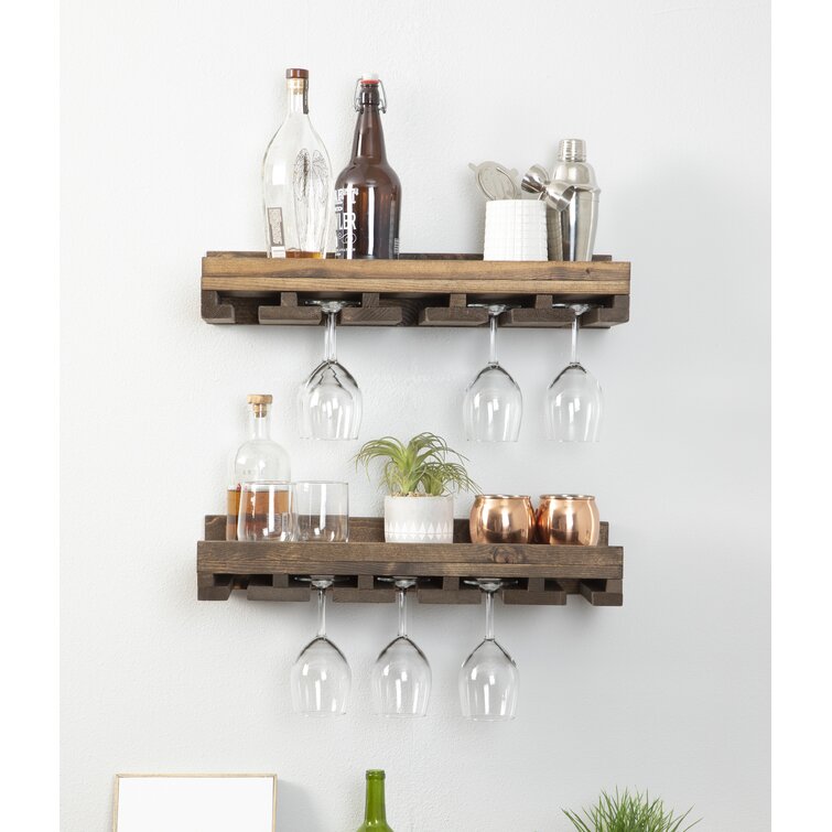 Cassadaga Solid Wood Wall Mounted Wine Glass Rack